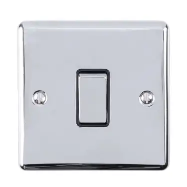 Click Here To Enlarge This Photo Of EN1SWPCB - Eurolite 1 Gang 10Amp 2Way Switch Polished Chrome with Black Trim (Enhance Range)