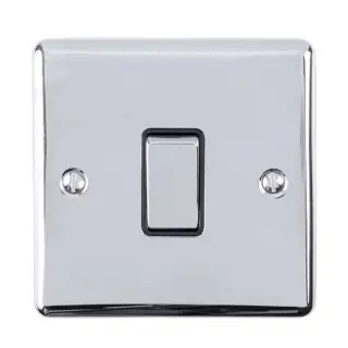 EN1SWPCB - Eurolite 1 Gang 10Amp 2Way Switch Polished Chrome with Black Trim (Enhance Range)