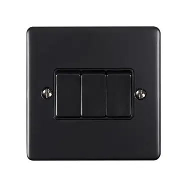 Click Here To Enlarge This Photo Of EN3SWPCB - Eurolite 3 Gang 10Amp 2Way Switch Polished Chrome with Black Trim (Enhance Range)