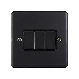 EN3SWPCB - Eurolite 3 Gang 10Amp 2Way Switch Polished Chrome with Black Trim (Enhance Range)