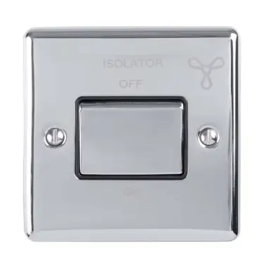 Click Here To Enlarge This Photo Of ENFSWPCB - Eurolite 6Amp Fan Isolator Switch Polished Chrome with Black Trim (Enhance Range)