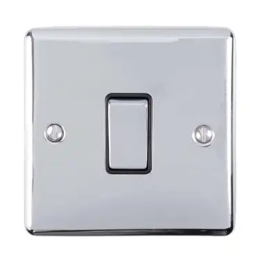 Click Here To Enlarge This Photo Of EN20ASWPCB - Eurolite 1 Gang 20Amp DP Switch Polished Chrome with Black Trim (Enhance Range)