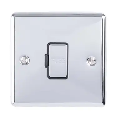 Click Here To Enlarge This Photo Of ENUSWFPCB - Eurolite 13Amp Unswitched Fuse Spur Polished Chrome with Black Trim (Enhance Range)