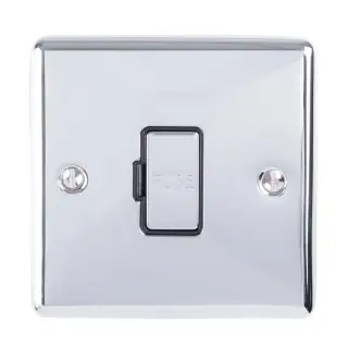 ENUSWFPCB - Eurolite 13Amp Unswitched Fuse Spur Polished Chrome with Black Trim (Enhance Range)
