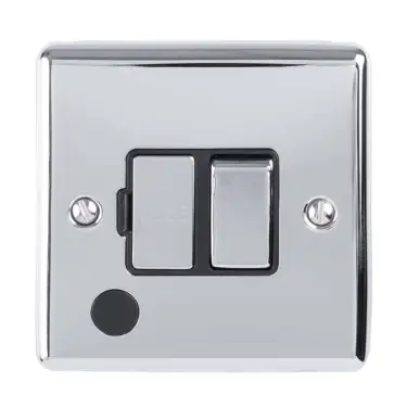 Click Here To Enlarge This Photo Of ENSWFFOPCB - Eurolite 13Amp DP Switched Fuse Spur with Flex Outlet Polished Chrome with Black Trim (Enhance Range)