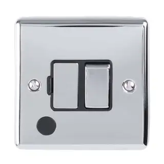 ENSWFFOPCB - Eurolite 13Amp DP Switched Fuse Spur with Flex Outlet Polished Chrome with Black Trim (Enhance Range)