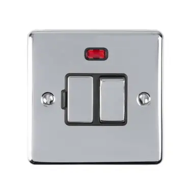 Click Here To Enlarge This Photo Of ENSWFNPCB - Eurolite 13Amp DP Switched Fuse Spur with Neon Indicator Polished Chrome with Black Trim (Enhance Range)