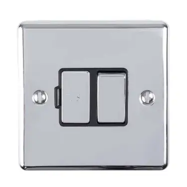 Click Here To Enlarge This Photo Of ENSWFPCB - Eurolite 13Amp DP Switched Fuse Spur Polished Chrome with Black Trim (Enhance Range)