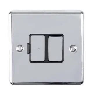 ENSWFPCB - Eurolite 13Amp DP Switched Fuse Spur Polished Chrome with Black Trim (Enhance Range)