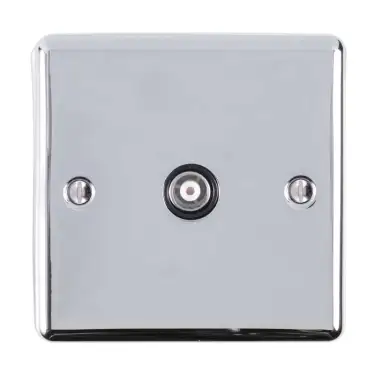 Click Here To Enlarge This Photo Of EN1TVPCB - Eurolite 1 Gang TV Coaxial Socket Polished Chrome with Black Trim (Enhance Range)