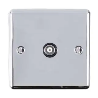 EN1TVPCB - Eurolite 1 Gang TV Coaxial Socket Polished Chrome with Black Trim (Enhance Range)