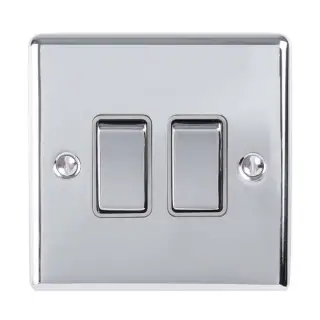 EN2SWPCG - Eurolite 2 Gang 10Amp 2Way Switch Polished Chrome with Grey Trim (Enhance Range)