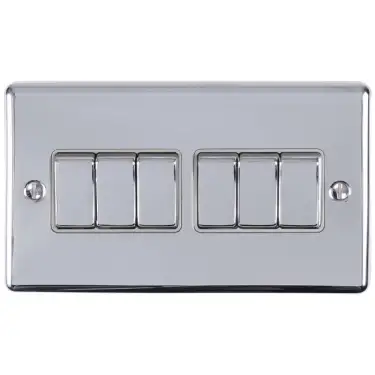 Click Here To Enlarge This Photo Of EN6SWPCG - Eurolite 6 Gang 10Amp 2Way Switch Polished Chrome with Grey Trim (Enhance Range)