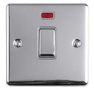 EN20ASWNPCG - Eurolite 1 Gang 20Amp DP Switch with Neon Indicator Polished Chrome with Grey Trim (Enhance Range)