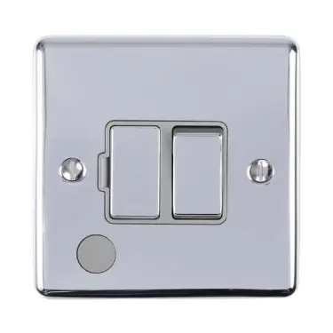 Click Here To Enlarge This Photo Of ENSWFFOPCG - Eurolite 13Amp DP Switched Fuse Spur with Flex Outlet Polished Chrome with Grey Trim (Enhance Range)
