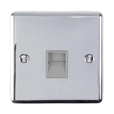 Click Here To Enlarge This Photo Of EN1SLPCG - Eurolite 1 Gang Slave Telephone Socket Polished Chrome with Grey Trim (Enhance Range)