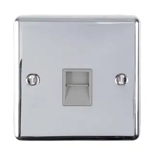 EN1SLPCG - Eurolite 1 Gang Slave Telephone Socket Polished Chrome with Grey Trim (Enhance Range)
