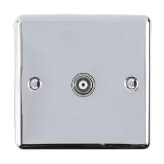EN1TVPCG - Eurolite 1 Gang TV Coaxial Socket Polished Chrome with Grey Trim (Enhance Range)