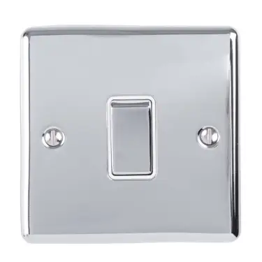 Click Here To Enlarge This Photo Of EN1SWPCW - Eurolite 1 Gang 10Amp 2Way Switch Polished Chrome with White Trim (Enhance Range)