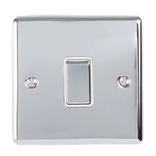 EN1SWPCW - Eurolite 1 Gang 10Amp 2Way Switch Polished Chrome with White Trim (Enhance Range)