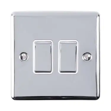 Click Here To Enlarge This Photo Of EN2SWPCW - Eurolite 2 Gang 10Amp 2Way Switch Polished Chrome with White Trim (Enhance Range)