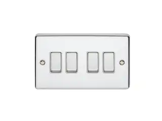 EN4SWPCW - Eurolite 4 Gang 10Amp 2Way Switch Polished Chrome with White Trim (Enhance Range)
