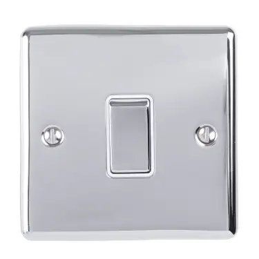 Click Here To Enlarge This Photo Of ENINTPCW - Eurolite 1 Gang 10Amp Intermediate Switch Polished Chrome with White Trim (Enhance Range)