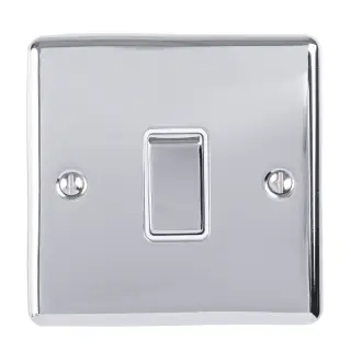 ENINTPCW - Eurolite 1 Gang 10Amp Intermediate Switch Polished Chrome with White Trim (Enhance Range)