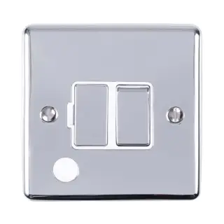 ENSWFFOPCW - Eurolite 13Amp DP Switched Fuse Spur with Flex Outlet Polished Chrome with White Trim (Enhance Range)