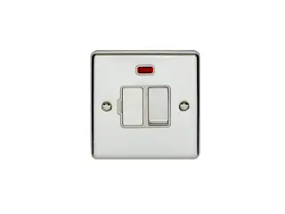 ENSWFNPCW - Eurolite 13Amp DP Switched Fuse Spur with Neon Indicator Polished Chrome with White Trim (Enhance Range)