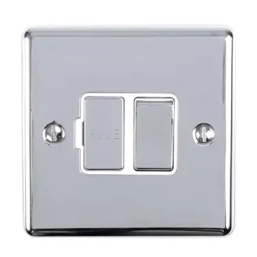 Click Here To Enlarge This Photo Of ENSWFPCW - Eurolite 13Amp DP Switched Fuse Spur Polished Chrome with White Trim (Enhance Range)