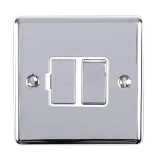 ENSWFPCW - Eurolite 13Amp DP Switched Fuse Spur Polished Chrome with White Trim (Enhance Range)