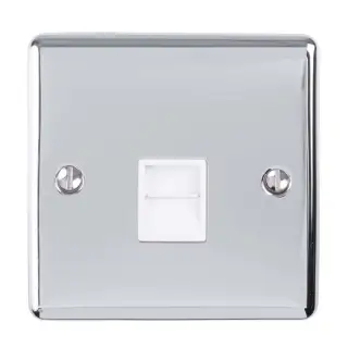 EN1MPCW - Eurolite 1 Gang Master Telephone Socket Polished Chrome with White Trim (Enhance Range)