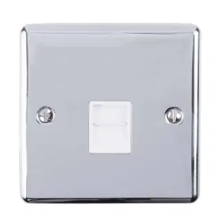 EN1SLPCW - Eurolite 1 Gang Slave Telephone Socket Polished Chrome with White Trim (Enhance Range)