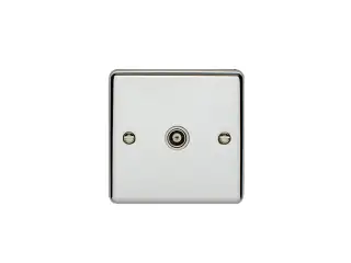 EN1TVPCW - Eurolite 1 Gang TV Coaxial Socket Polished Chrome with White Trim (Enhance Range)
