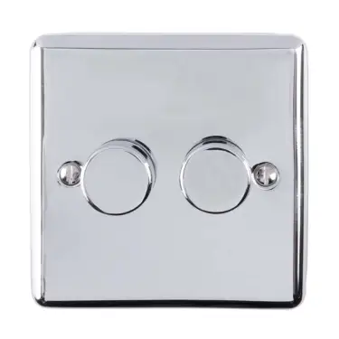 Click Here To Enlarge This Photo Of EN2DLEDPC - Eurolite 2 Gang 400W/LED 2Way Dimmer Switch Polished Chrome (Enhance Range)