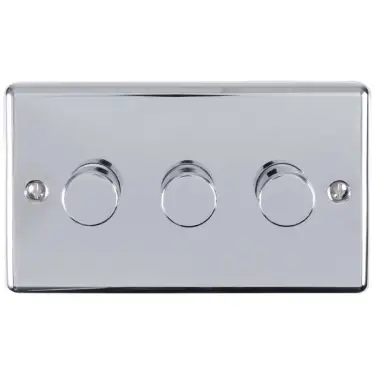 Click Here To Enlarge This Photo Of EN3DLEDPC - Eurolite 3 Gang 400W/LED 2Way Dimmer Switch Polished Chrome (Enhance Range)