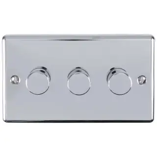 EN3DLEDPC - Eurolite 3 Gang 400W/LED 2Way Dimmer Switch Polished Chrome (Enhance Range)