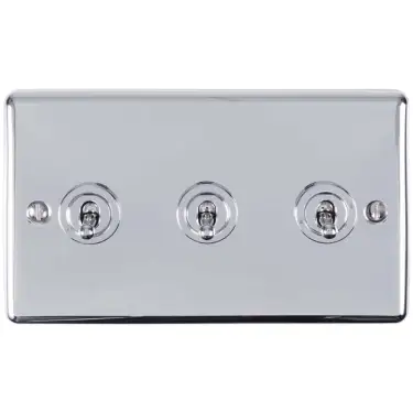 Click Here To Enlarge This Photo Of ENT3SWPC - Eurolite 3 Gang 10Amp 2Way Toggle Switch Polished Chrome (Enhance Range)