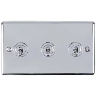 ENT3SWPC - Eurolite 3 Gang 10Amp 2Way Toggle Switch Polished Chrome (Enhance Range)