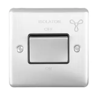 ENFSWSSB - Eurolite 6Amp Fan Isolator Switch Satin Stainless Steel with Black Trim (Enhance Range)