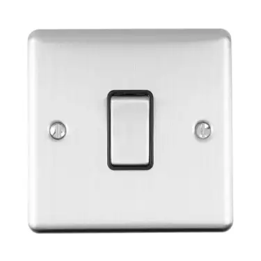 Click Here To Enlarge This Photo Of ENINTSSB - Eurolite 1 Gang 10Amp Intermediate Switch Satin Stainless Steel with Black Trim (Enhance Range)
