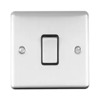 ENINTSSB - Eurolite 1 Gang 10Amp Intermediate Switch Satin Stainless Steel with Black Trim (Enhance Range)
