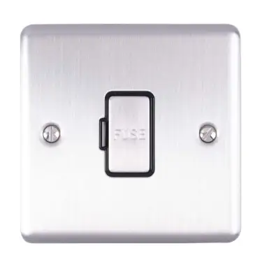 Click Here To Enlarge This Photo Of ENUSWFSSB - Eurolite 13Amp Unswitched Fuse Spur Satin Stainless Steel with Black Trim (Enhance Range)