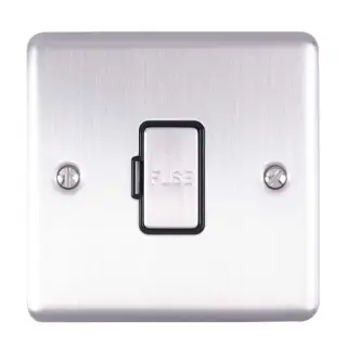 ENUSWFSSB - Eurolite 13Amp Unswitched Fuse Spur Satin Stainless Steel with Black Trim (Enhance Range)