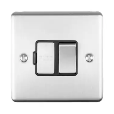 Click Here To Enlarge This Photo Of ENSWFSSB - Eurolite 13Amp DP Switched Fuse Spur Satin Stainless Steel with Black Trim (Enhance Range)