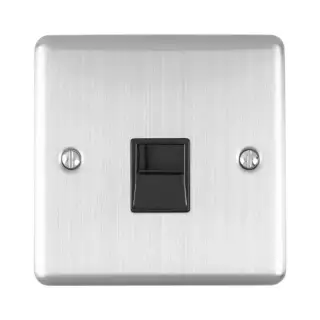 EN1MSSB - Eurolite 1 Gang Master Telephone Socket Satin Stainless Steel with Black Trim (Enhance Range)
