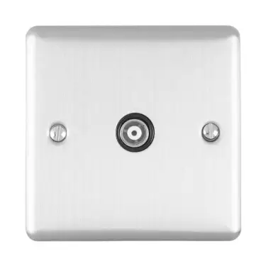 Click Here To Enlarge This Photo Of EN1TVSSB - Eurolite 1 Gang TV Coaxial Socket Satin Stainless Steel with Black Trim (Enhance Range)