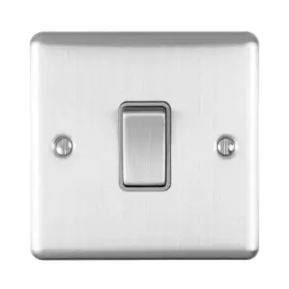 EN1SWSSG - Eurolite 1 Gang 10Amp 2Way Switch Satin Stainless Steel with Grey Trim (Enhance Range)
