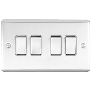 EN4SWSSG - Eurolite 4 Gang 10Amp 2Way Switch Satin Stainless Steel with Grey Trim (Enhance Range)